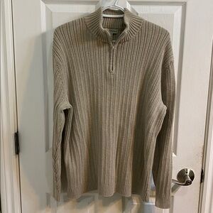 Wilke Rodriguez Quarter Zip Tan Sweater 100% Cotton Size XL Men’s Mock Neck